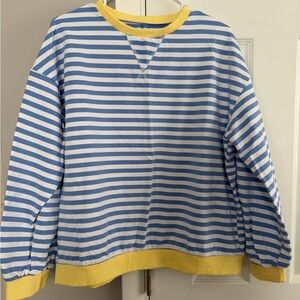 Blue and Yellow Striped Women's Sweatshirt
